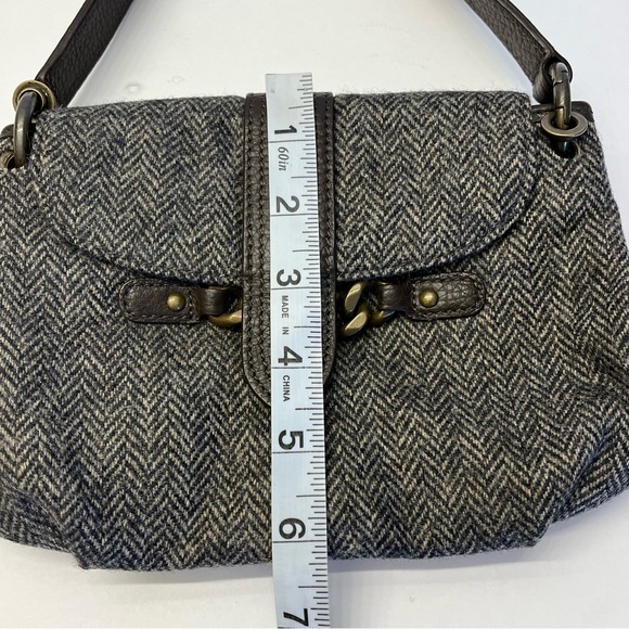 J Crew Womens Tweed 100% Wool Wristlet Gold Chain Magnetic Clasp Small Wristlet - Picture 7 of 11